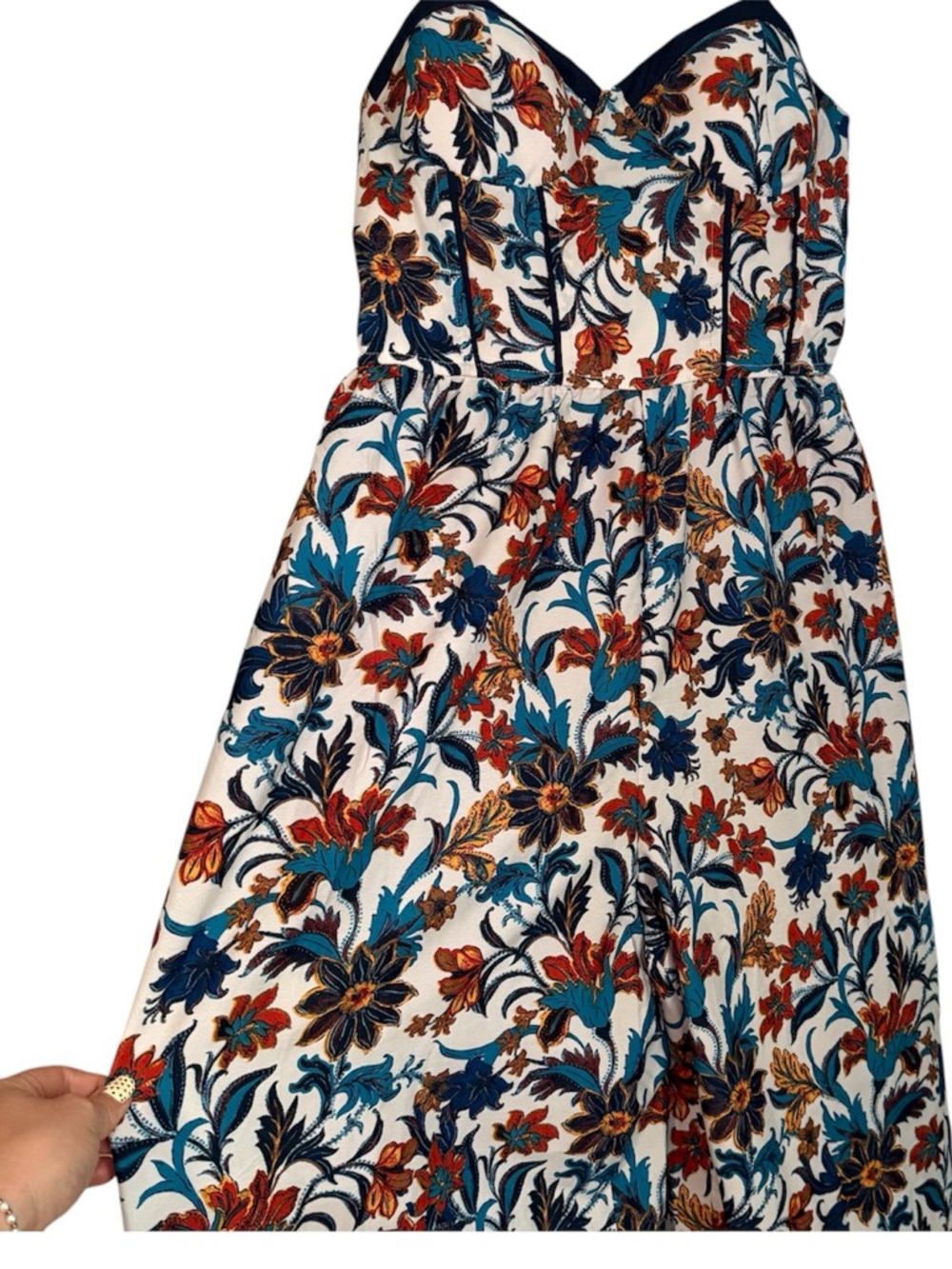 B.O.G Collective jumpsuit in White, Teal & Navy